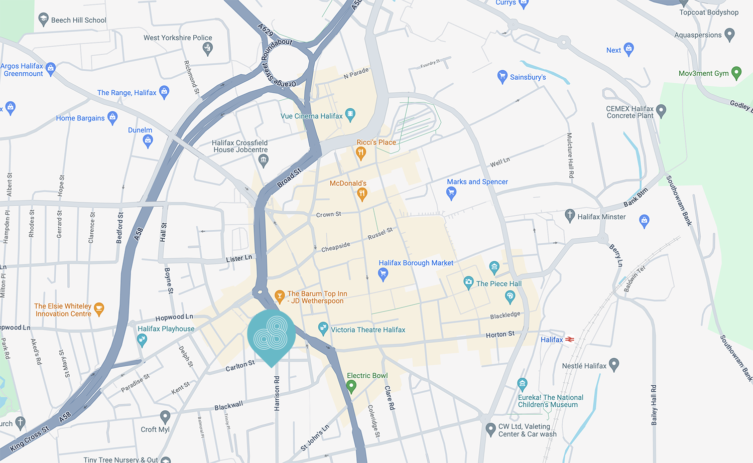 Map of where to find The Wellness Centre, Halifax